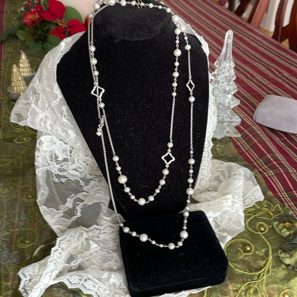 COPY - David Yurman Sterling Pearl Bijoux Quatrefoil Station Necklace - Picture 1 of 16